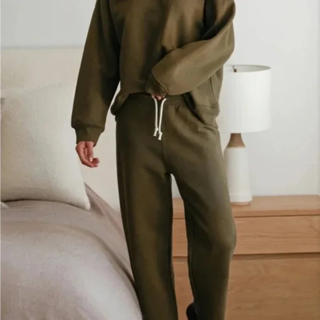Jenni Kayne Marina Sweatpants Wide Leg Crop Army Green Small
